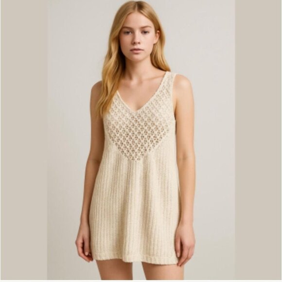 ARITZIA | Wilfred Crochet sweater vest jumper dress wool alpaca cream sz S - Picture 6 of 7